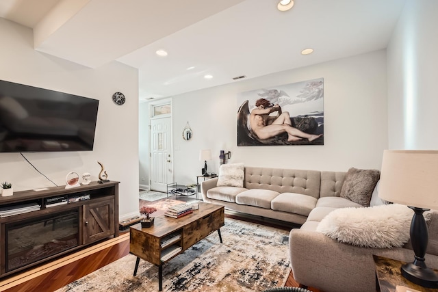 living room featuring wood-type flooring