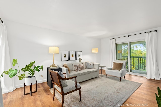 living room with light hardwood / wood-style floors