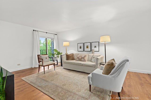 living room with light wood-type flooring