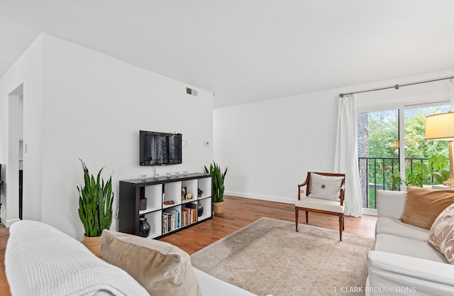 living room featuring hardwood / wood-style flooring