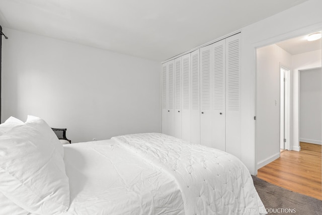 bedroom featuring a closet and carpet floors