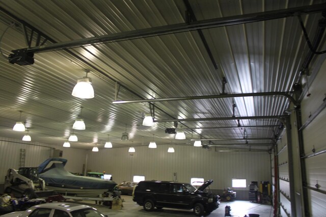 garage with a garage door opener