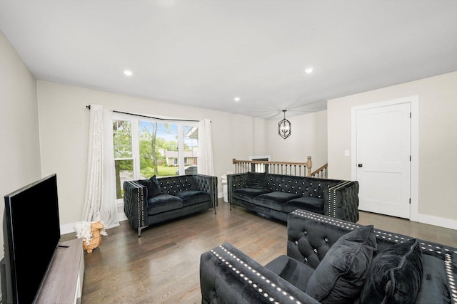 living room with wood-type flooring