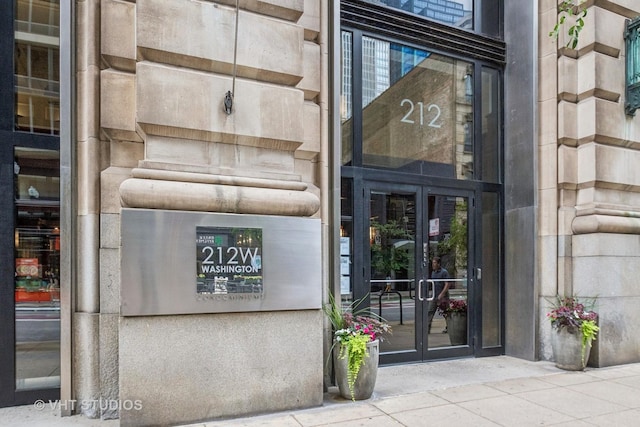 property entrance with french doors