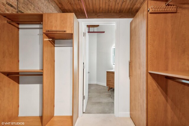 bedroom featuring wood ceiling and beamed ceiling