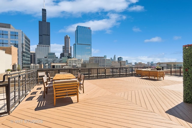 wooden deck featuring an outdoor hangout area