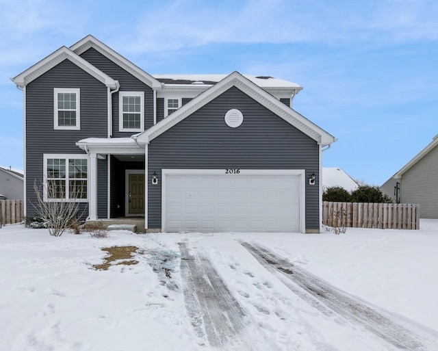 front facade with a garage