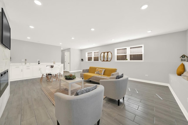 living room with wood-type flooring