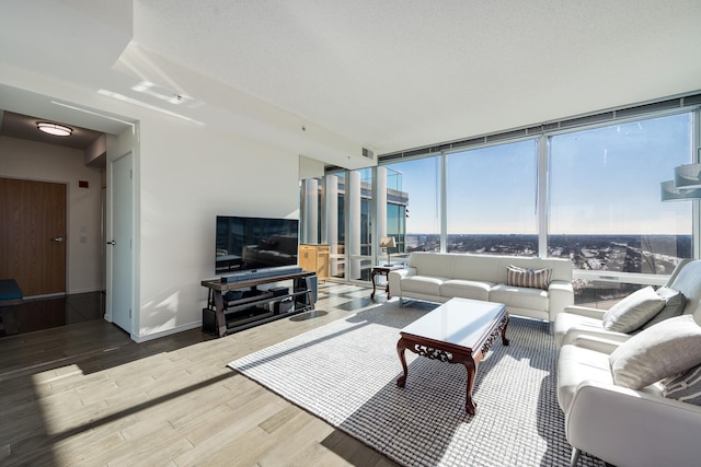 living room with hardwood / wood-style flooring