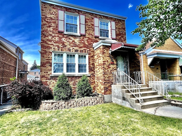 view of front of property featuring a front yard