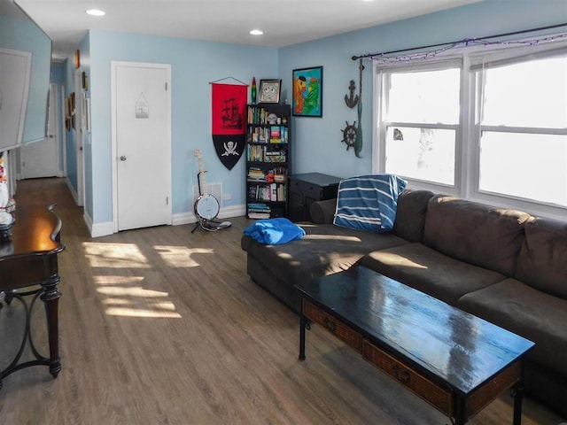 living room featuring dark hardwood / wood-style floors