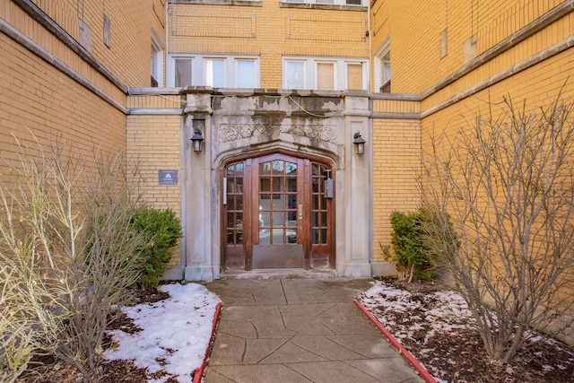 property entrance with french doors