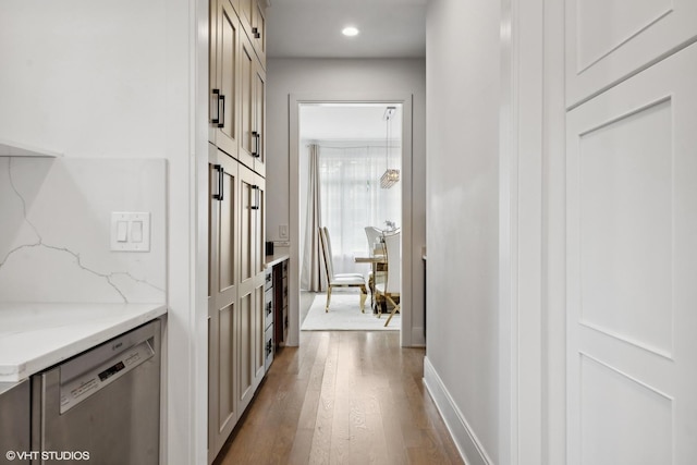 hall featuring wood-type flooring