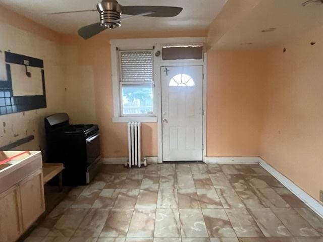 foyer entrance featuring radiator heating unit