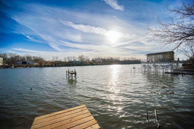 view of dock featuring a water view