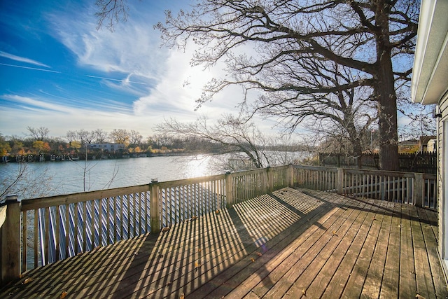 deck with a water view