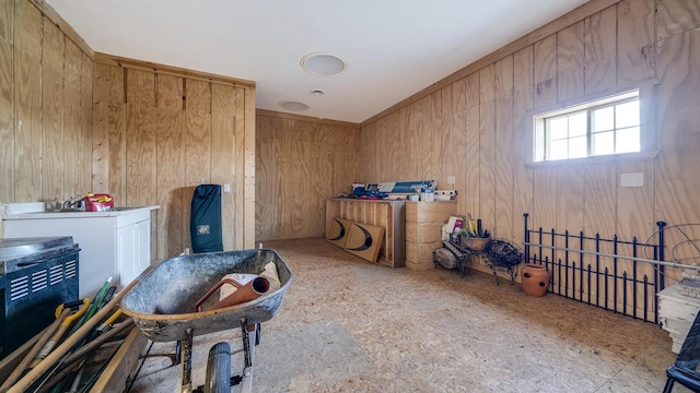 interior space with wooden walls