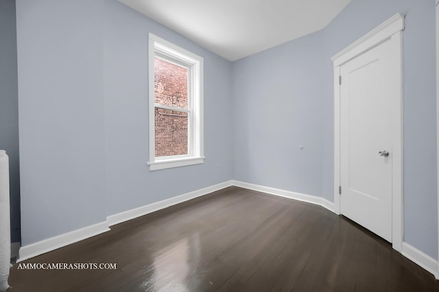 spare room featuring plenty of natural light and dark hardwood / wood-style flooring