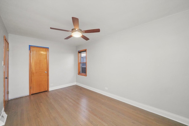 interior space featuring ceiling fan and light hardwood / wood-style floors