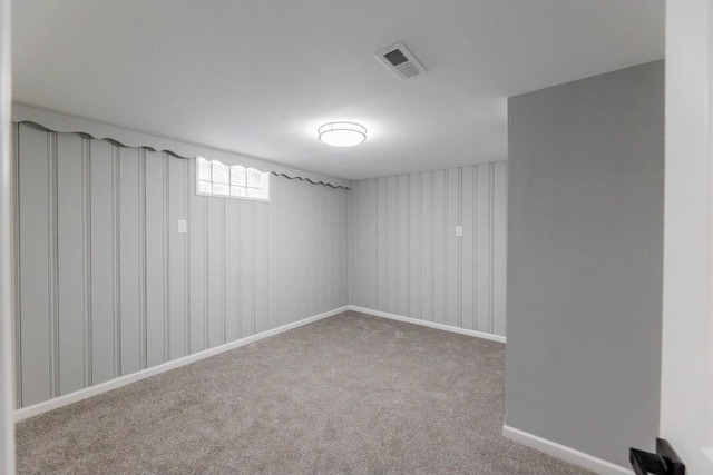 basement with light carpet