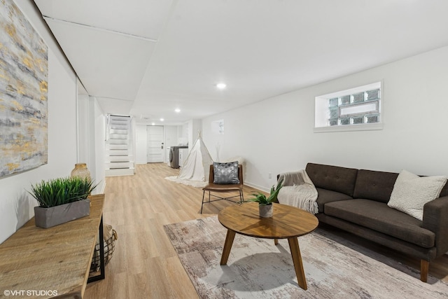 living room featuring light hardwood / wood-style flooring