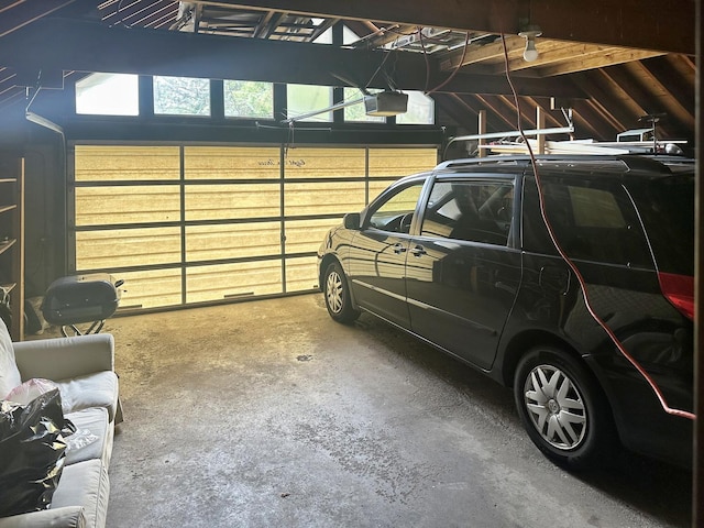 garage with a garage door opener