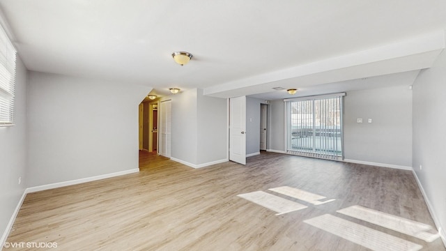 empty room with light hardwood / wood-style floors