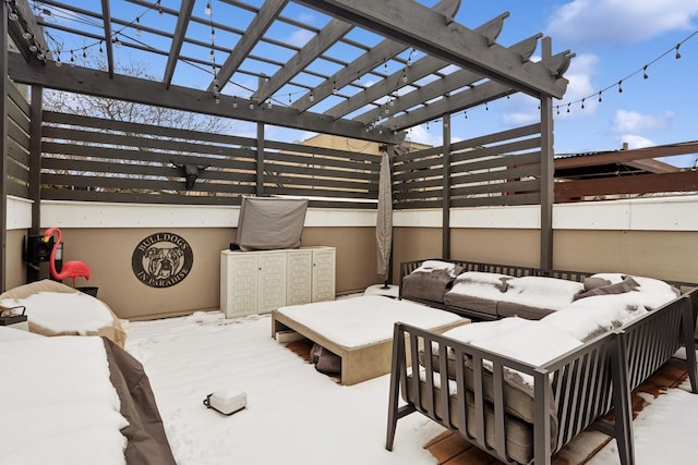 view of patio / terrace featuring a pergola and an outdoor living space