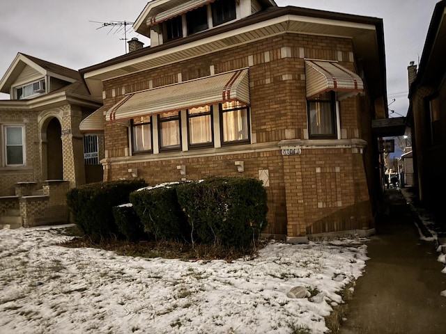 view of snow covered exterior