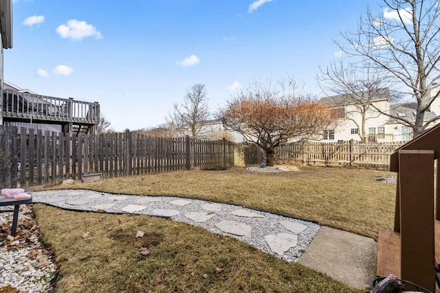 view of yard featuring a fenced backyard