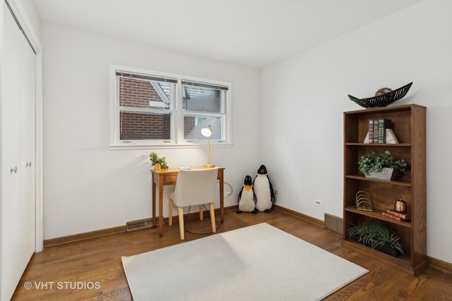 office space featuring wood-type flooring