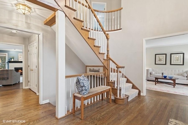 staircase featuring wood-type flooring