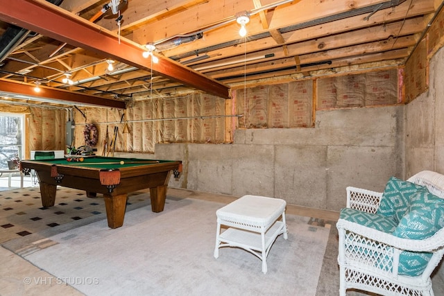 basement featuring billiards