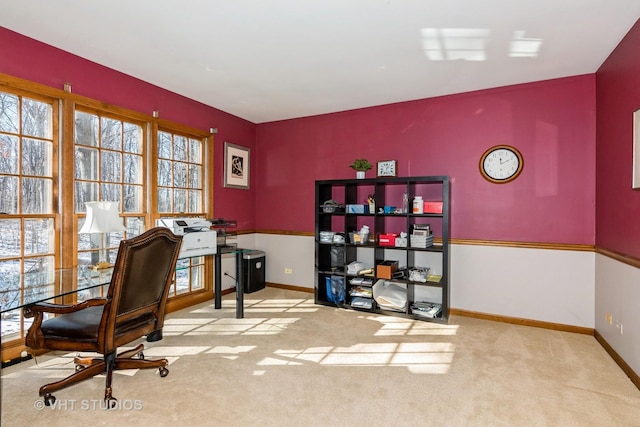 carpeted office featuring plenty of natural light