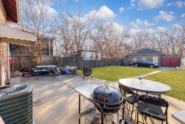 view of patio / terrace featuring grilling area and central air condition unit