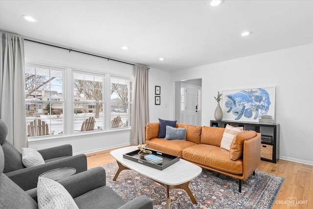 living room featuring light hardwood / wood-style floors