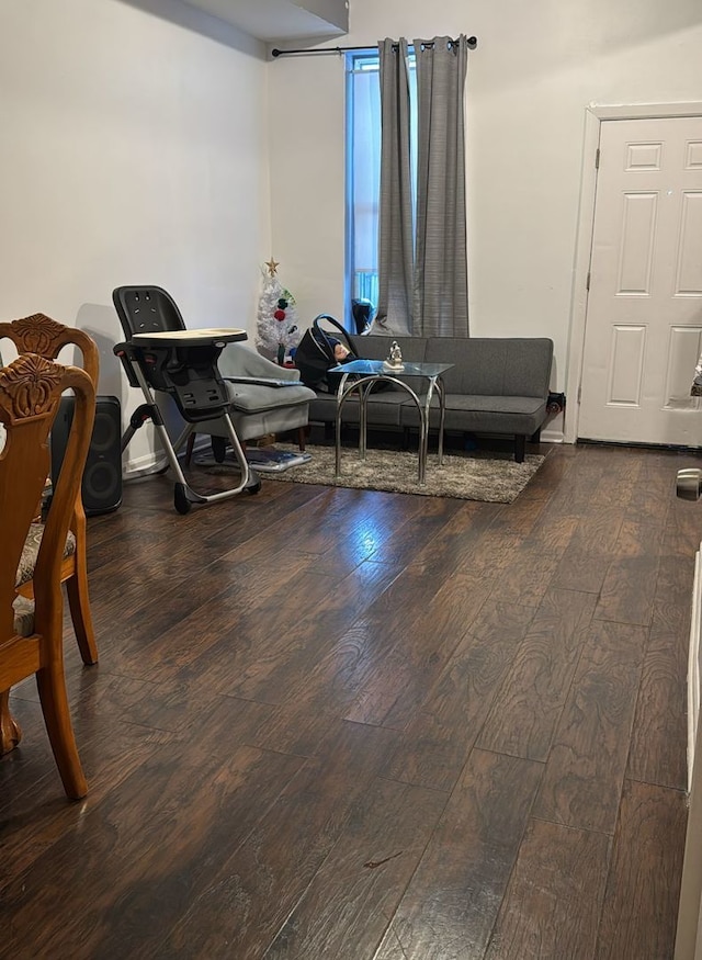 living room with hardwood / wood-style floors