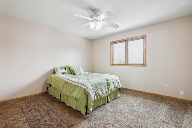 bedroom with carpet flooring and ceiling fan