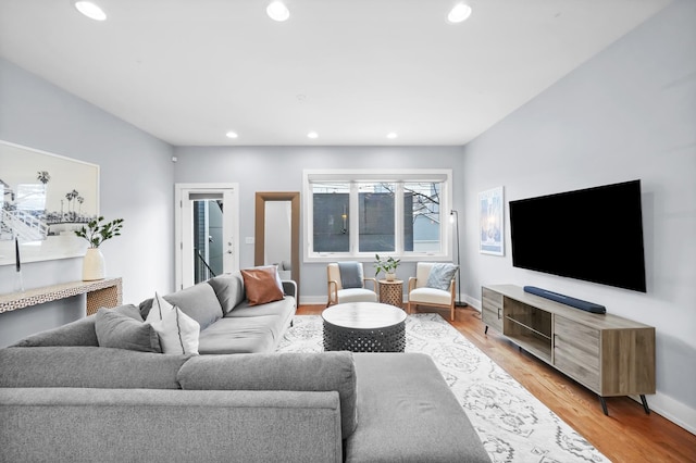 living room featuring light hardwood / wood-style flooring