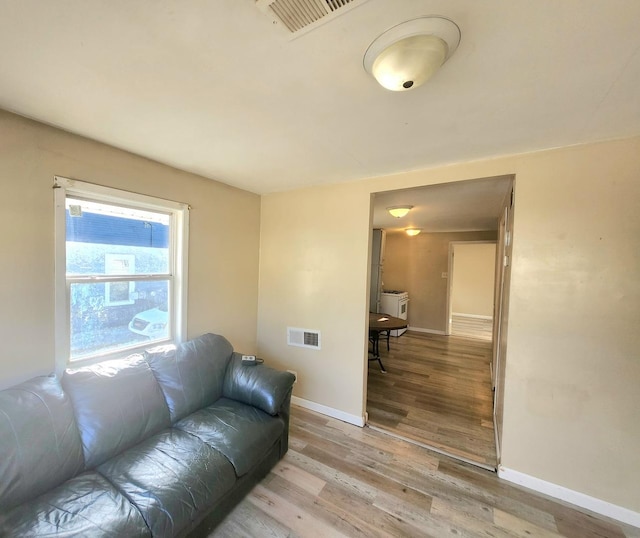 living room featuring light hardwood / wood-style floors