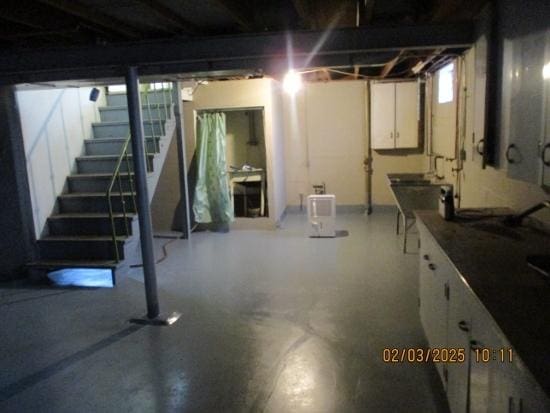 basement with sink