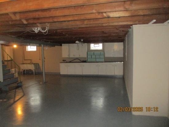 basement featuring plenty of natural light