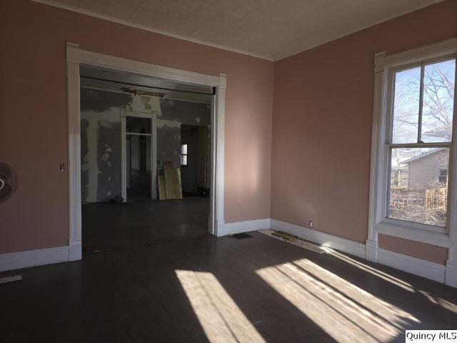 unfurnished room featuring dark wood-type flooring