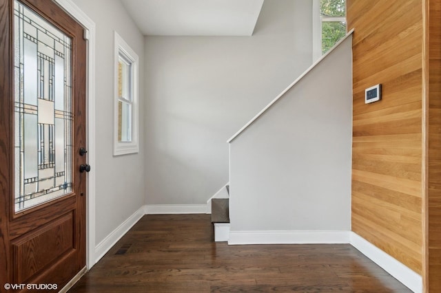 foyer featuring dark hardwood / wood-style floors