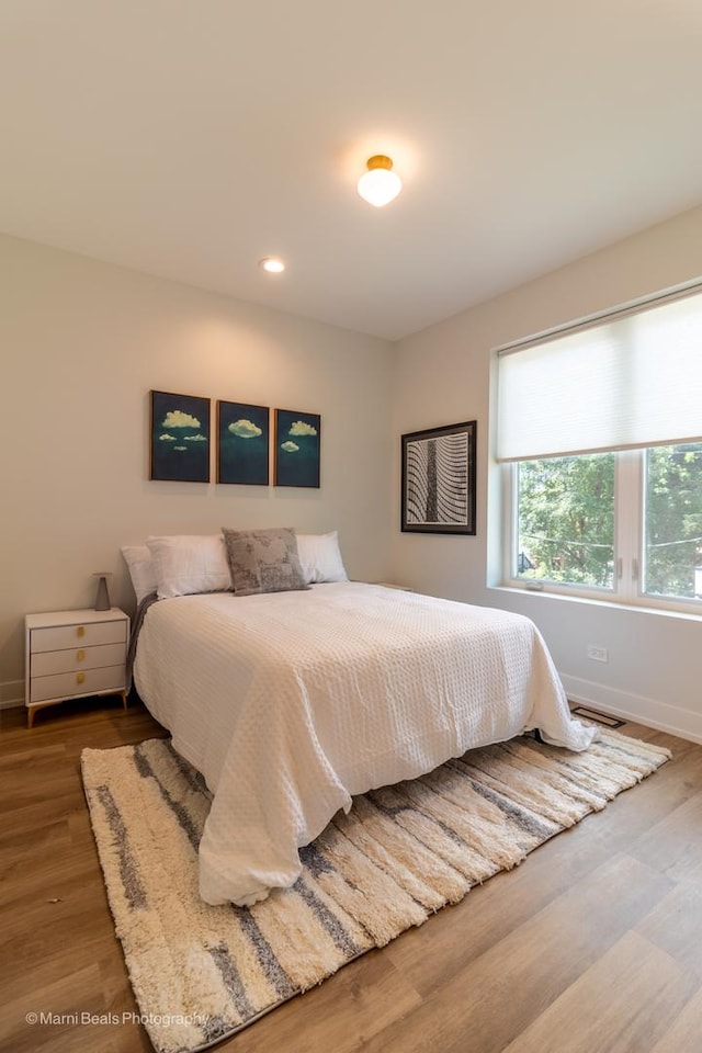 bedroom featuring wood-type flooring