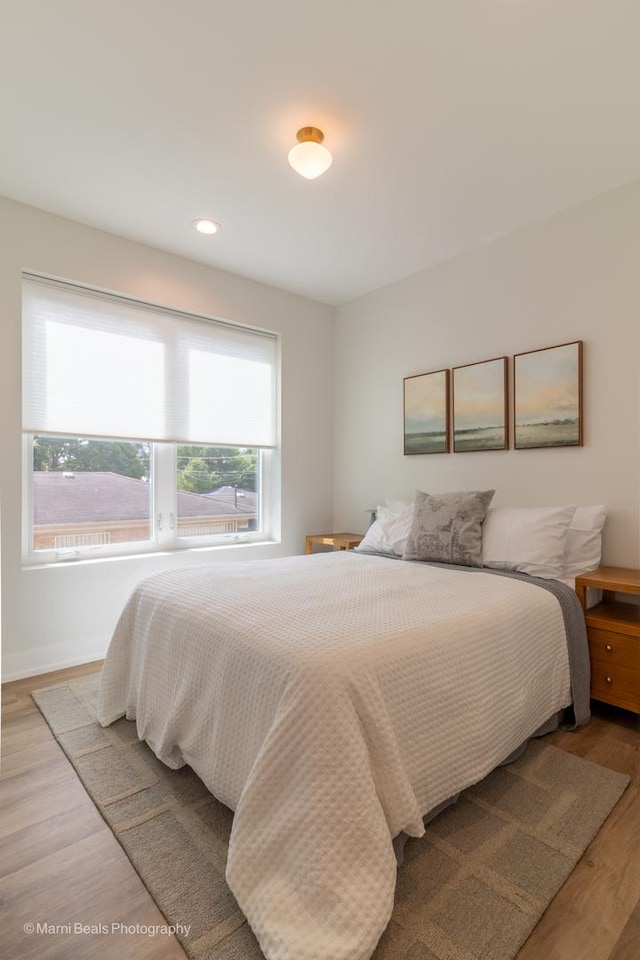 bedroom featuring light hardwood / wood-style flooring