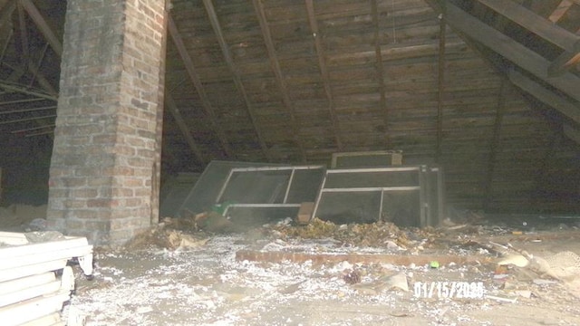 view of unfinished attic