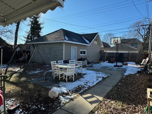 view of snow covered property