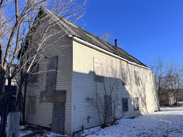 view of snow covered exterior