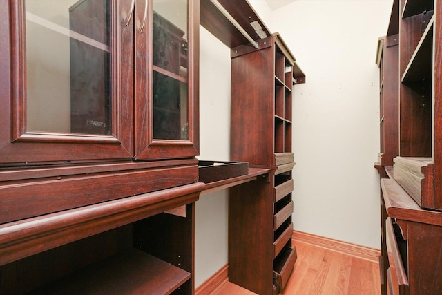 walk in closet featuring light wood-type flooring